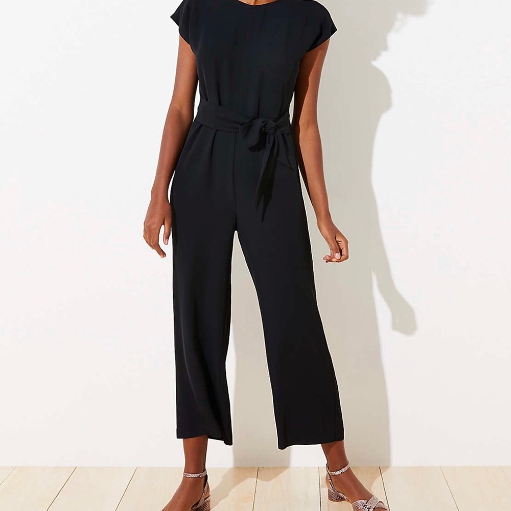 V-Back Tie Waist Jumpsuit